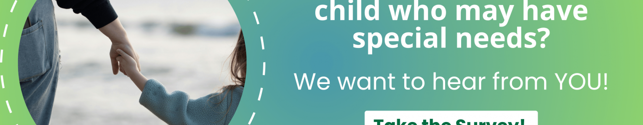 Circular image of a parent and child holding hands next to text 