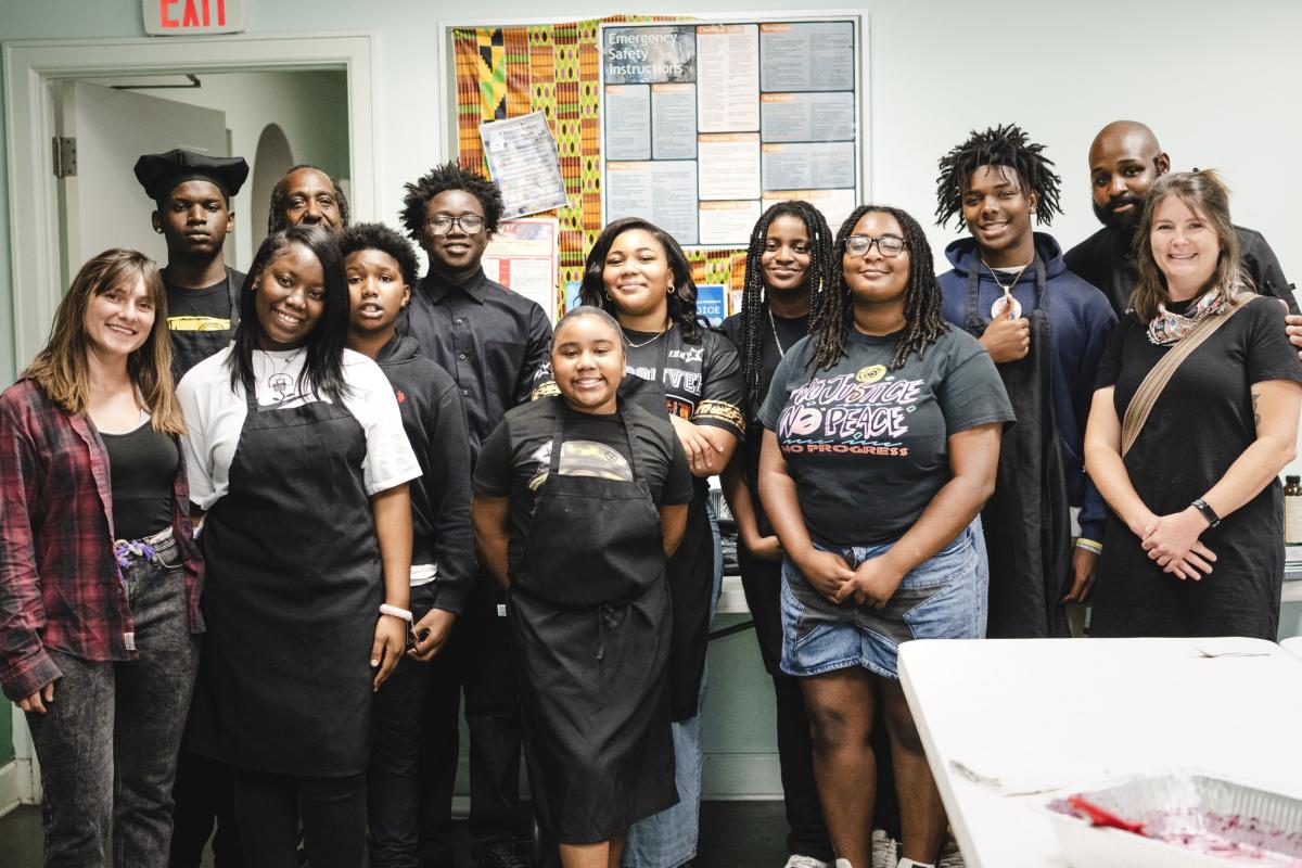 Chef Carl and Students at the Young Chefs Pop-Up Restaurant